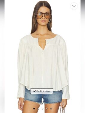 Free People X Revolve Malibu Crinkle Top In Whisper White Size Small